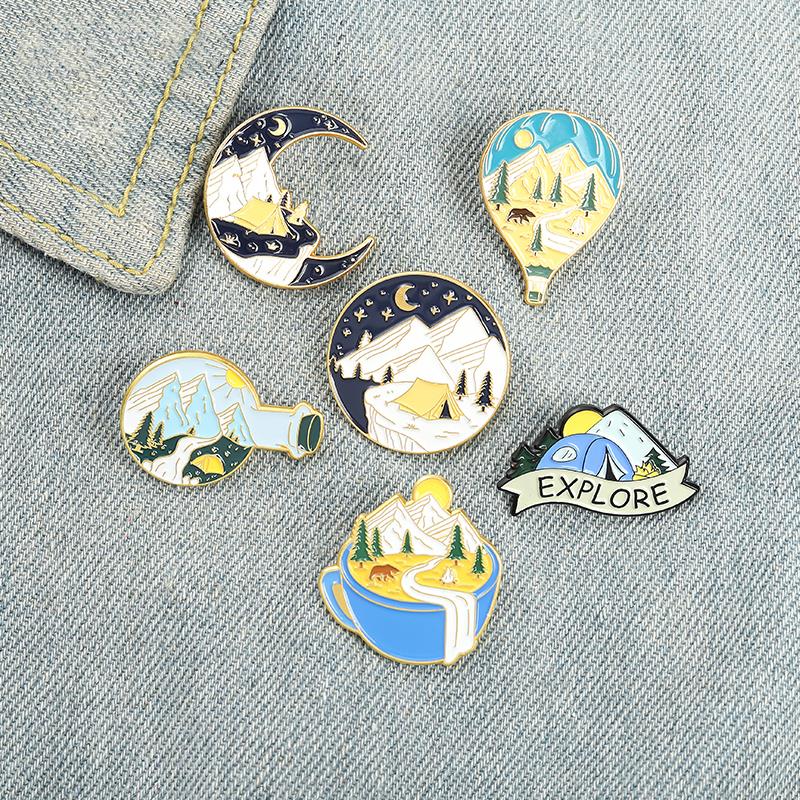 Outdoor Adventure Friends - Camping aventura esmalte pinos, personalizado ao