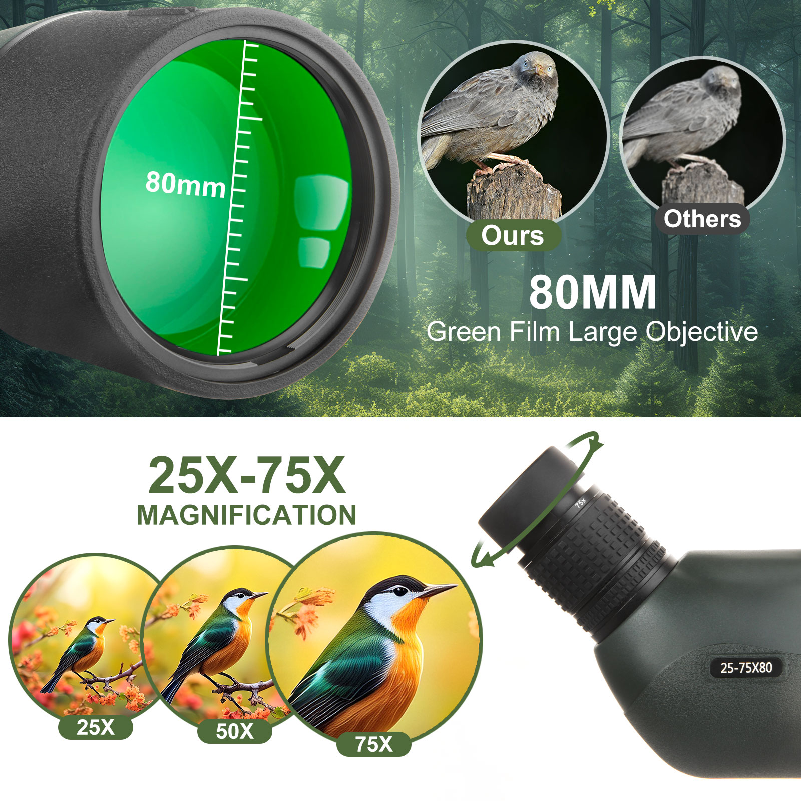 25-75x80 telescópio spotting s - Outdoor Adventure Watches avaliação e preço